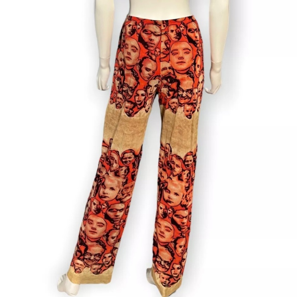 SOLD Jean Paul Gaultier Vintage Faces Printed Mesh Pants - Picture 7 of 8